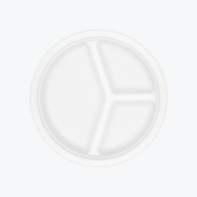 P007 Piatto biodegradabile da 10 pollici a 3 scomparti